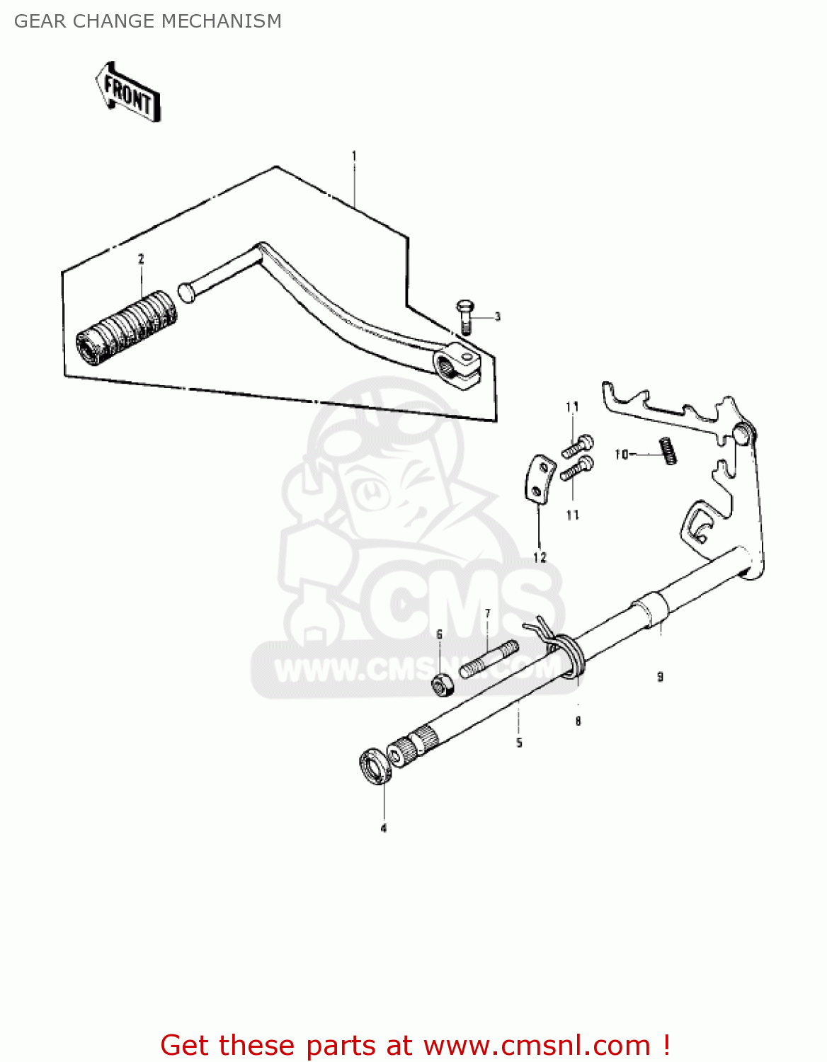 GEAR CHANGE MECHANISM KD125-A4 1978 USA CANADA