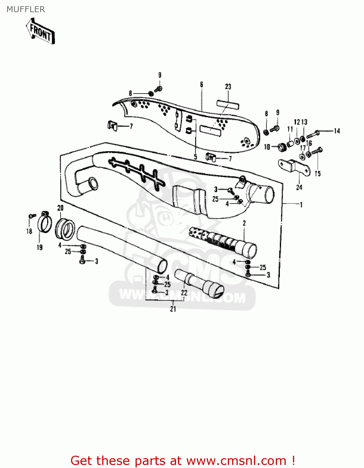 MUFFLER KD125-A4 1978 USA CANADA