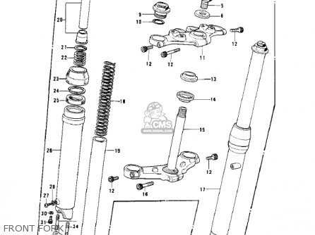 FRONT FORK - KD125-A4 1978 USA CANADA