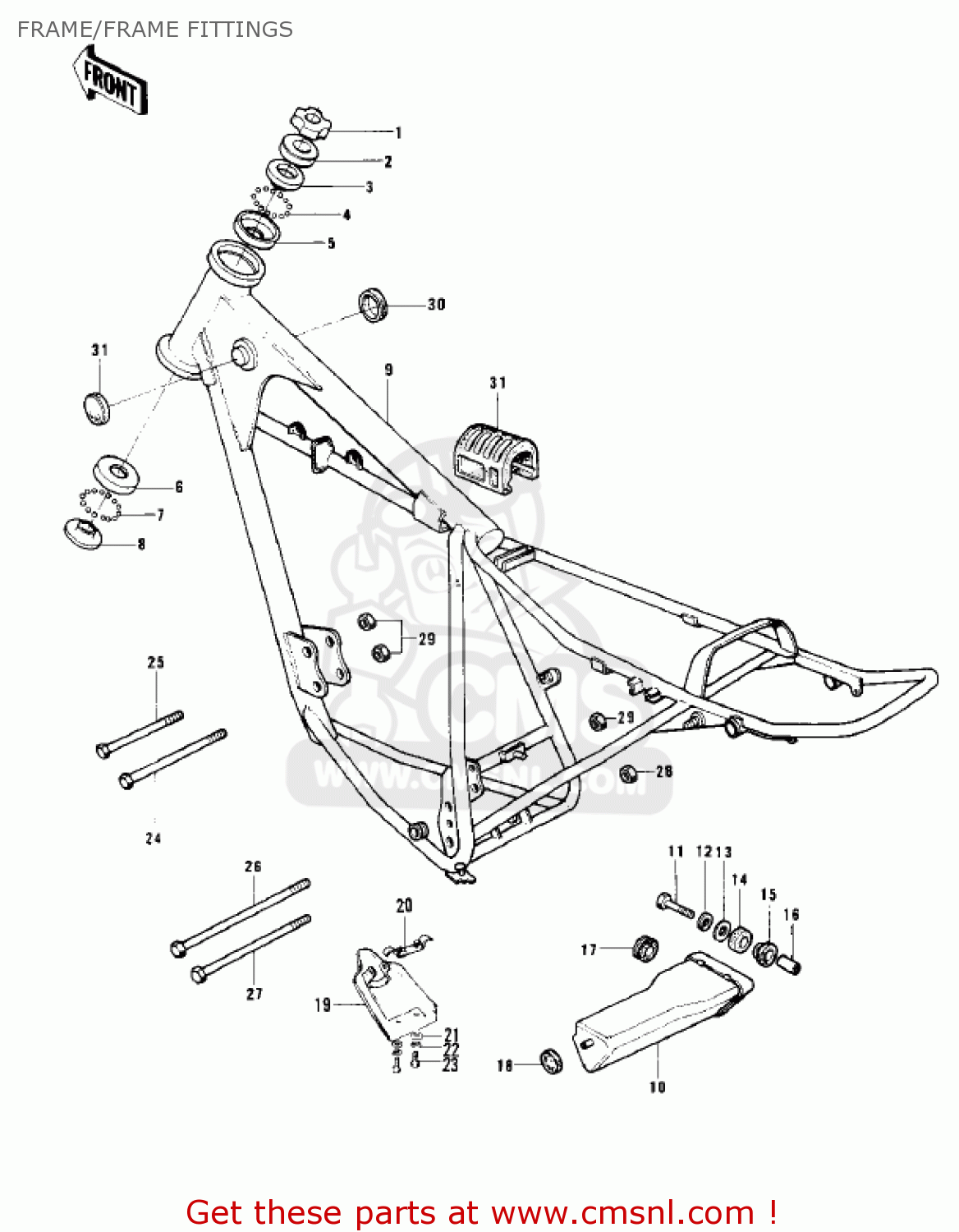 FRAME/FRAME FITTINGS KD125-A5 1979 USA CANADA