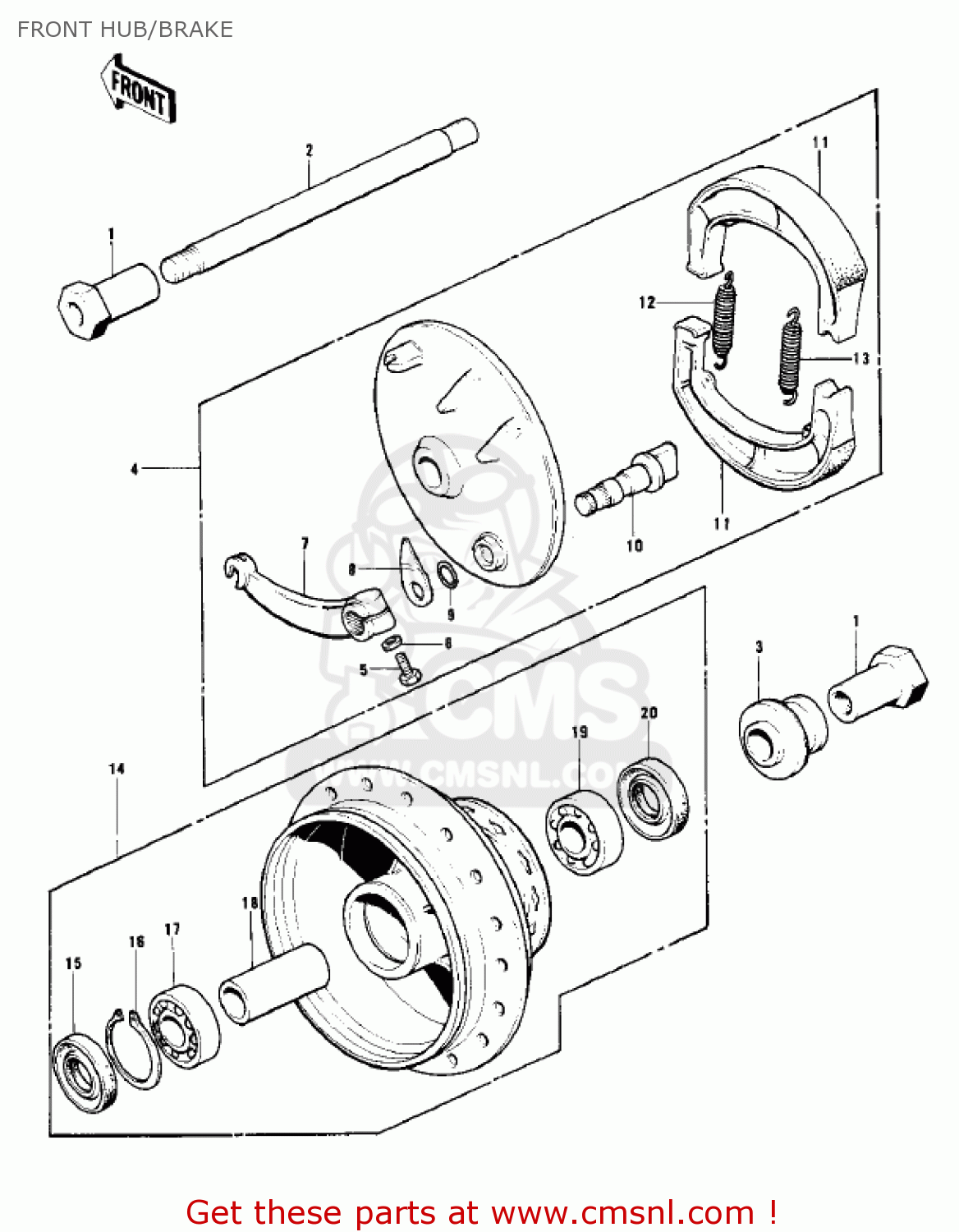 FRONT HUB/BRAKE KD125-A5 1979 USA CANADA