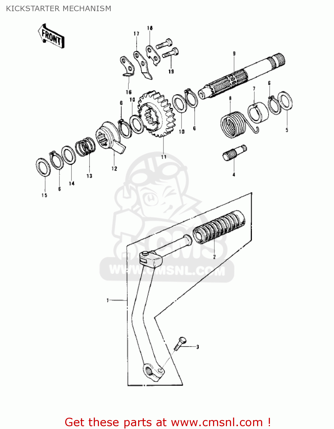 KICKSTARTER MECHANISM KD125-A5 1979 USA CANADA