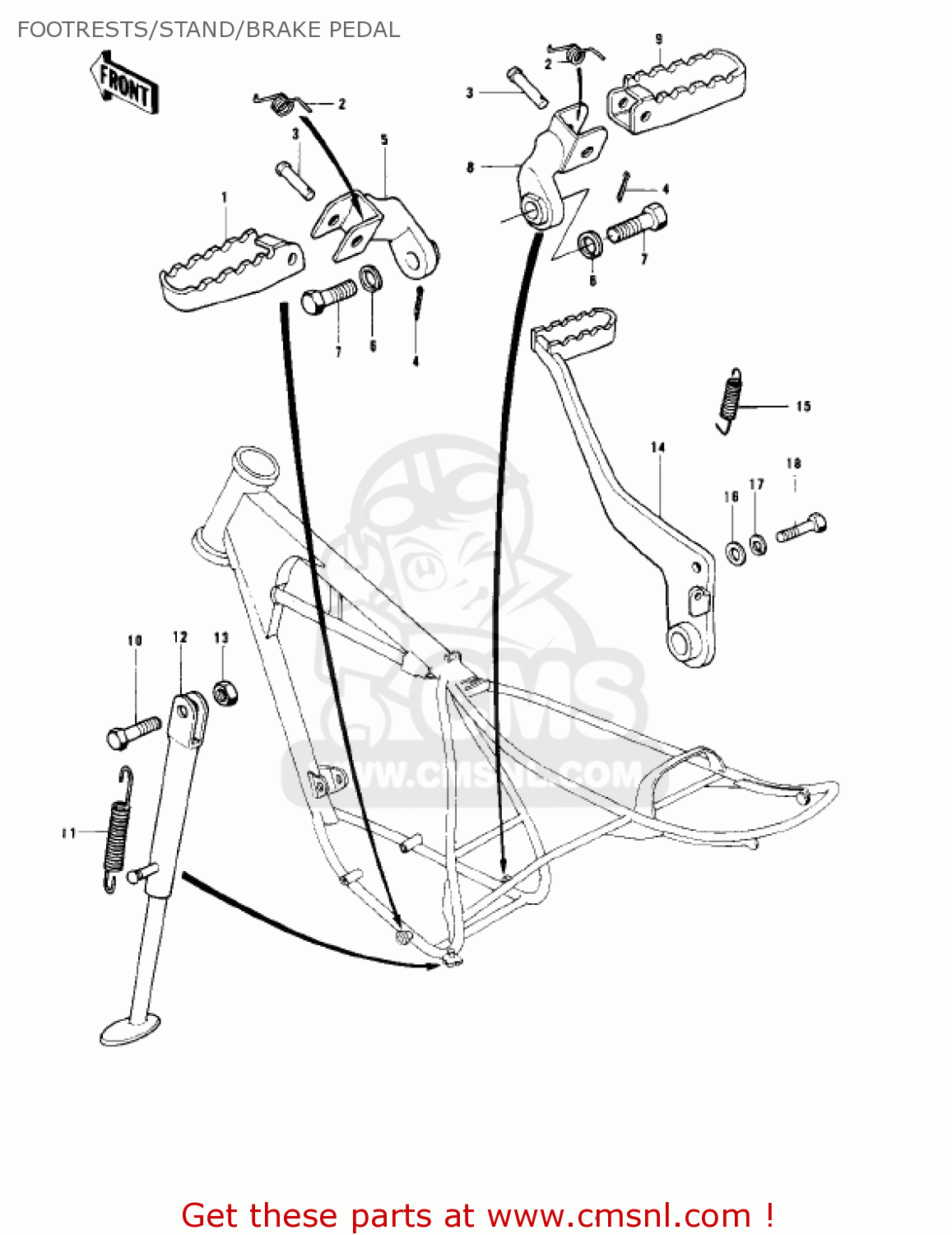 FOOTRESTS/STAND/BRAKE PEDAL KD175-A1 1976 CANADA