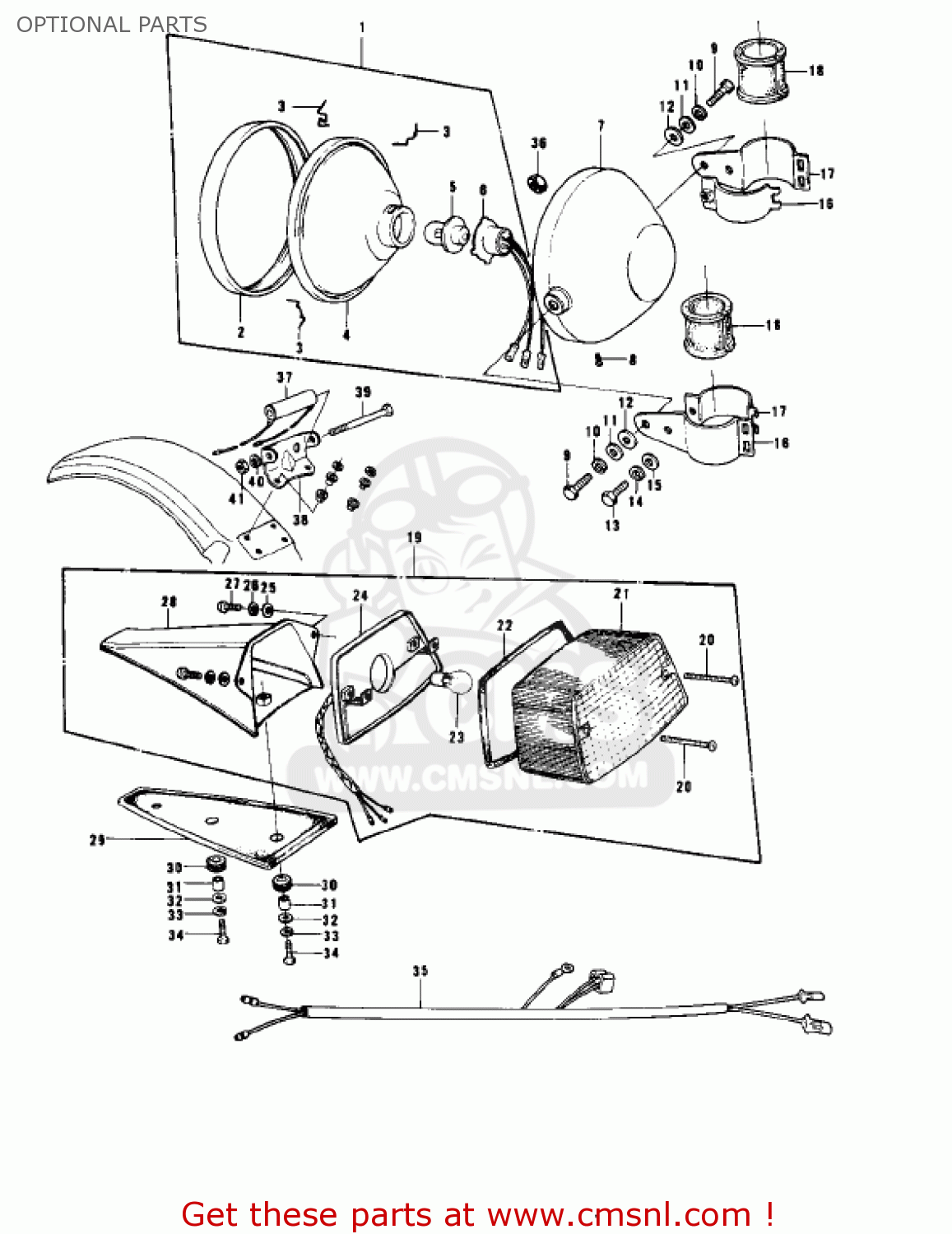 OPTIONAL PARTS KD175-A1 1976 CANADA