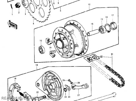 REAR HUB/BRAKE/CHAIN - KD175-A1 1976 CANADA