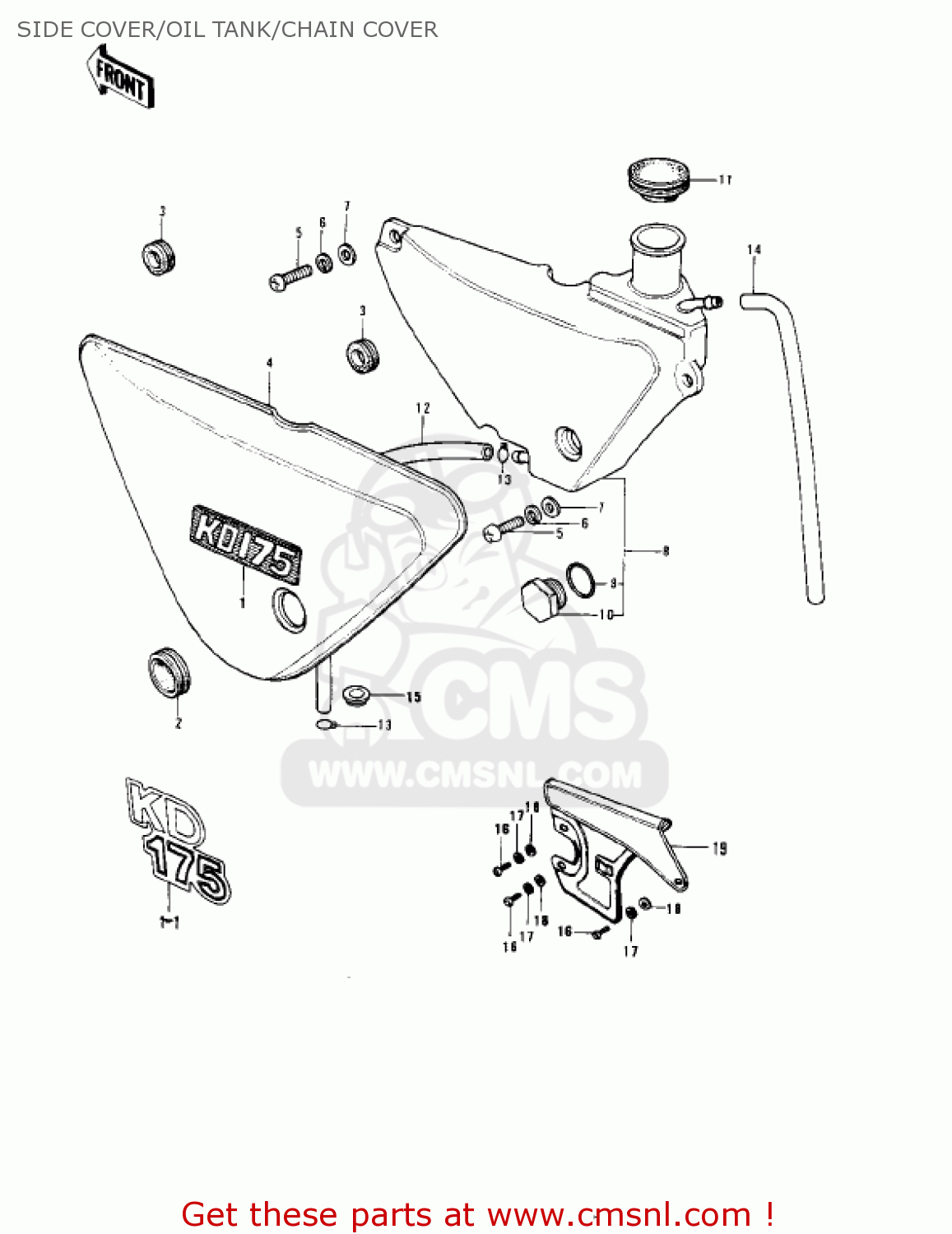 SIDE COVER/OIL TANK/CHAIN COVER KD175-A2 1977 CANADA