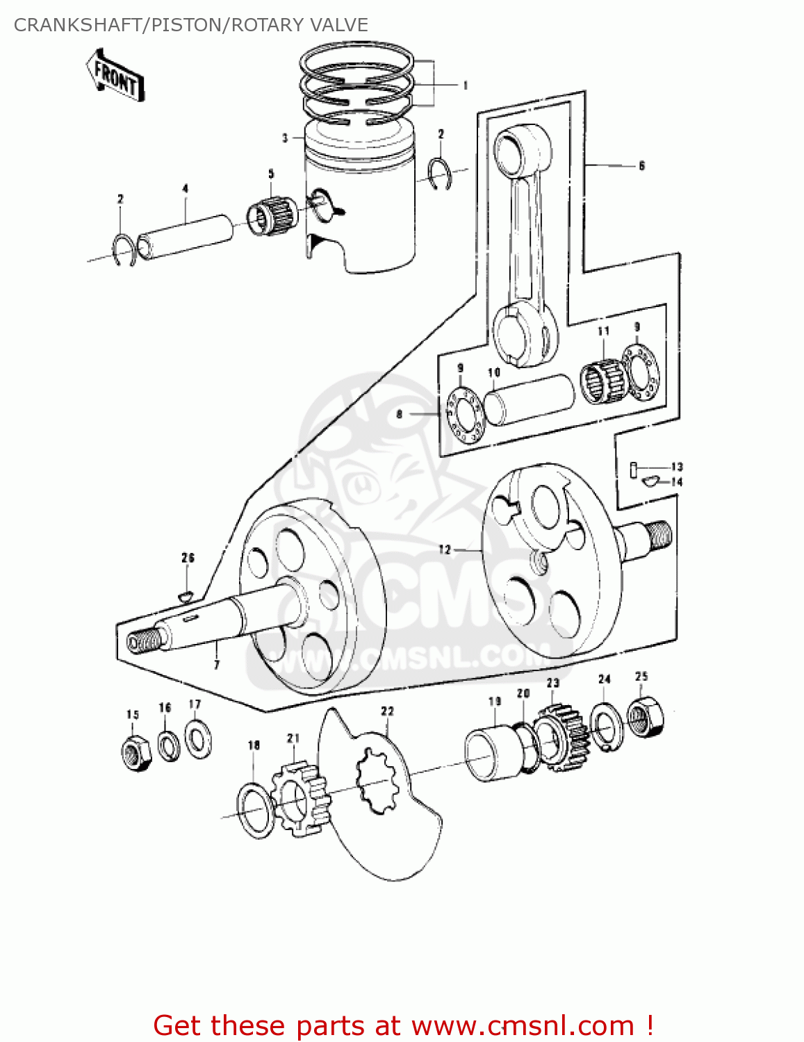 CRANKSHAFT/PISTON/ROTARY VALVE KD175-A3 1978 CANADA