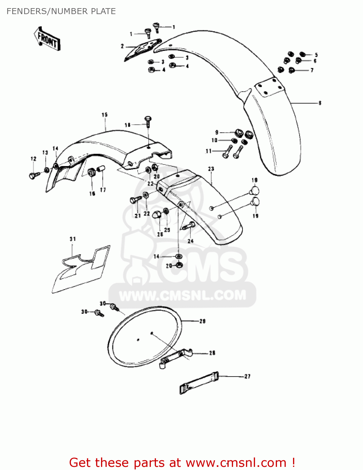 FENDERS/NUMBER PLATE KD175-A3 1978 CANADA