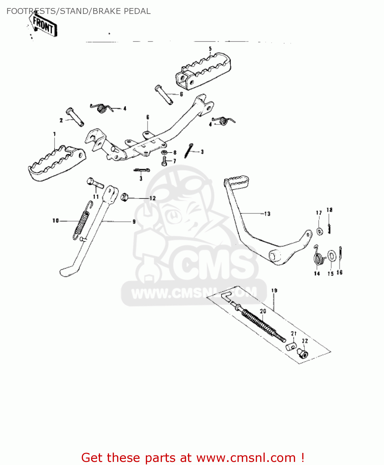 FOOTRESTS/STAND/BRAKE PEDAL KD80-A2 KD80 1976