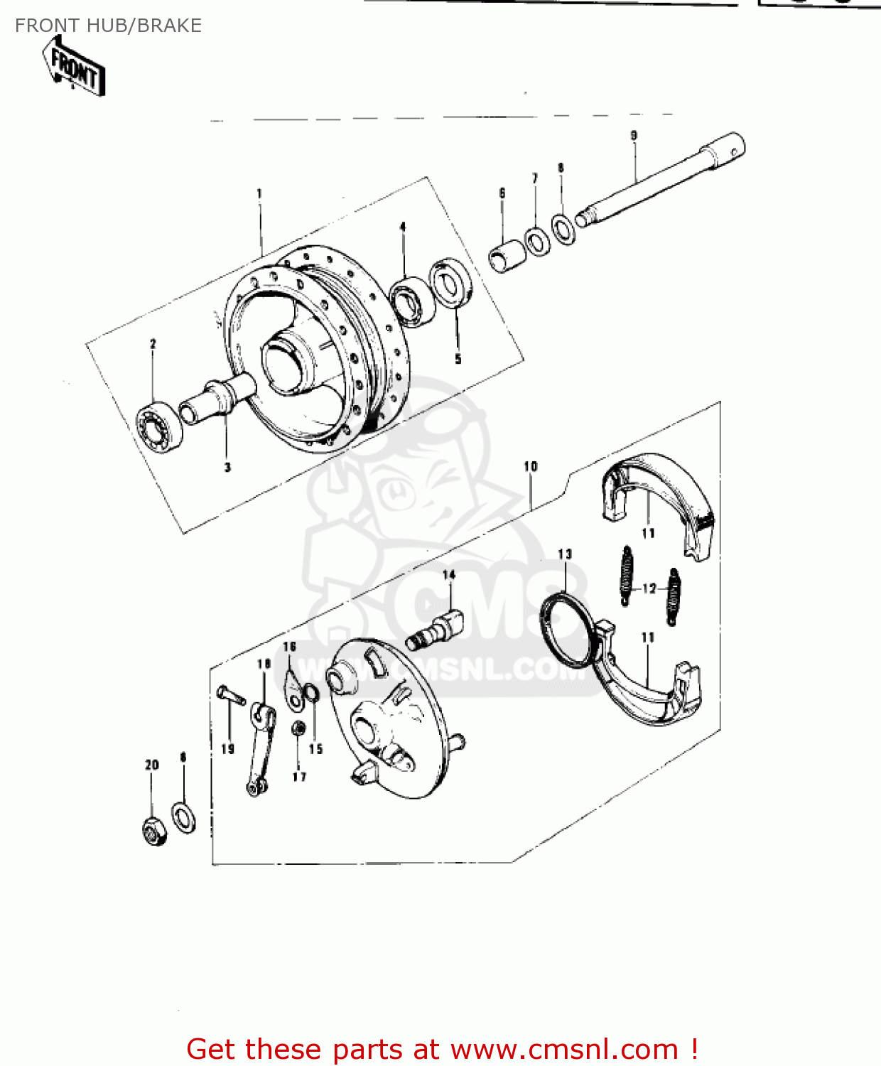 FRONT HUB/BRAKE KD80-A2 KD80 1976