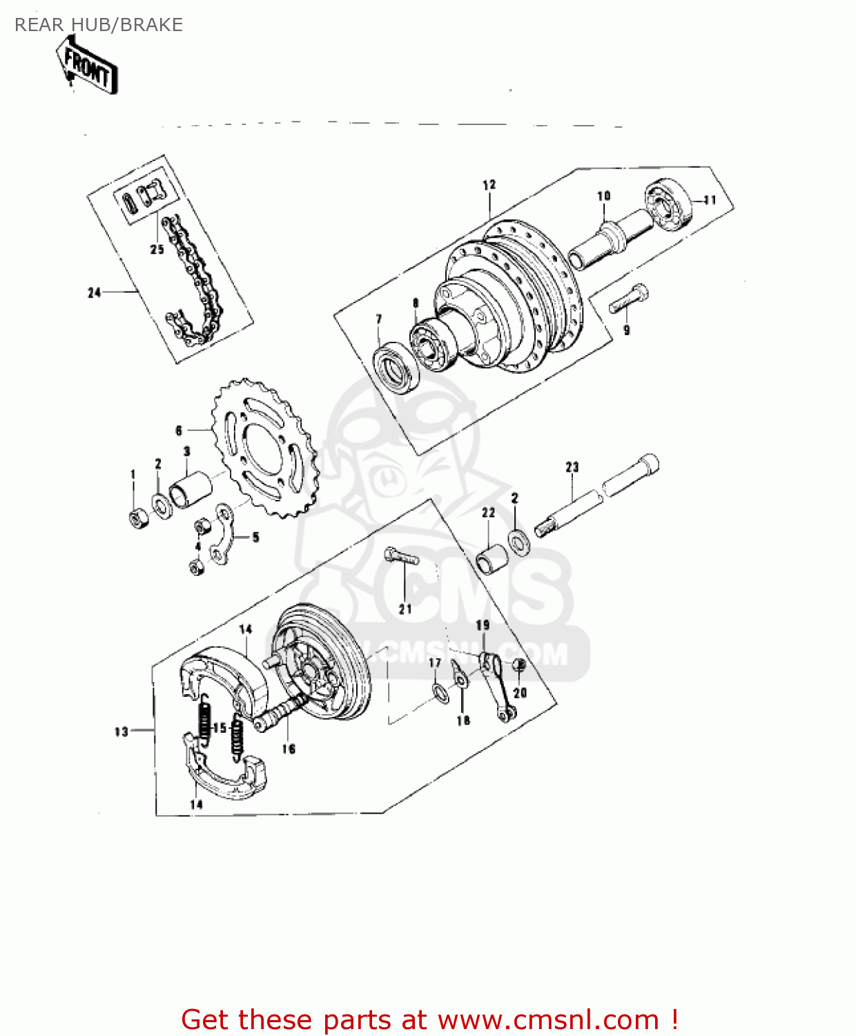 REAR HUB/BRAKE KD80-A2 KD80 1976