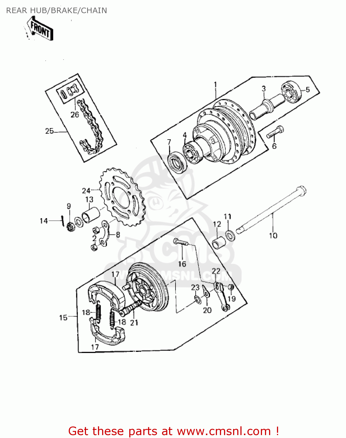 REAR HUB/BRAKE/CHAIN KD80-M1 KD80 1980