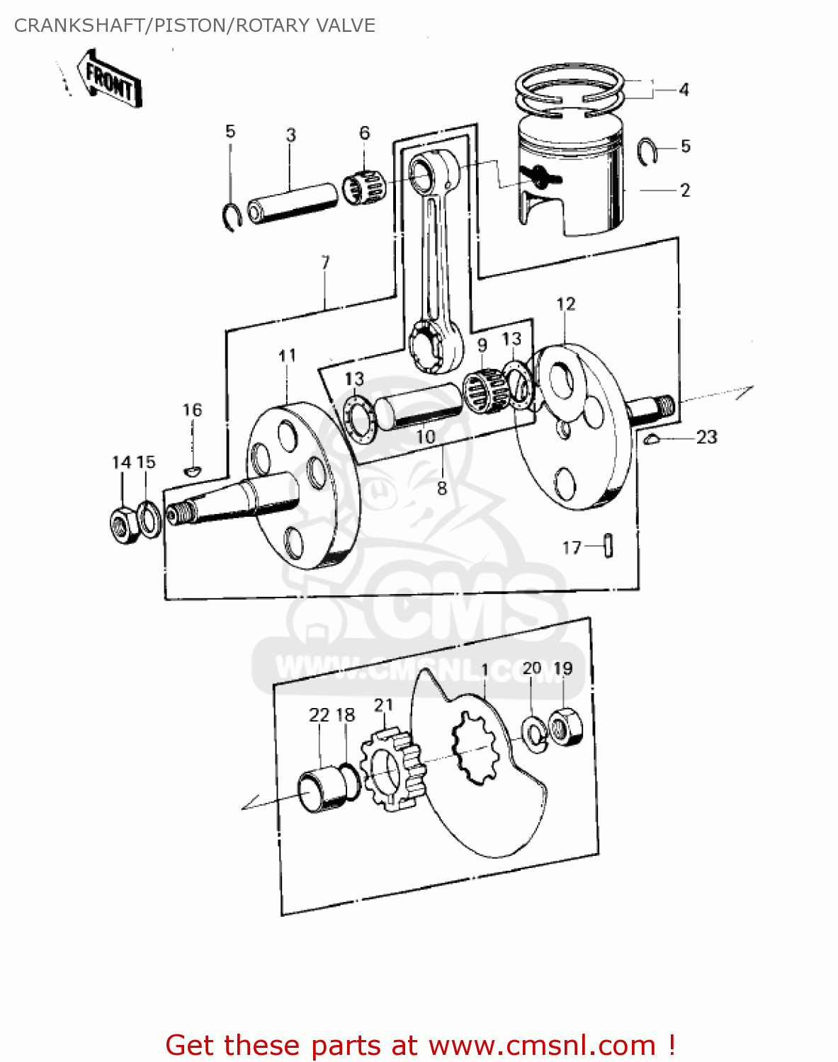 CRANKSHAFT/PISTON/ROTARY VALVE KD80-M2 KD80 1981