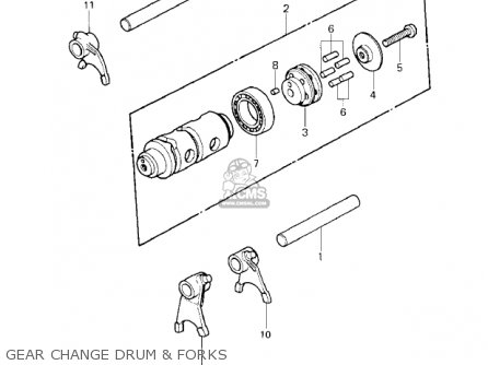 GEAR CHANGE DRUM & FORKS - KD80-M2 KD80 1981