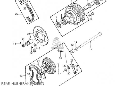 REAR HUB/BRAKE/CHAIN - KD80-M2 KD80 1981