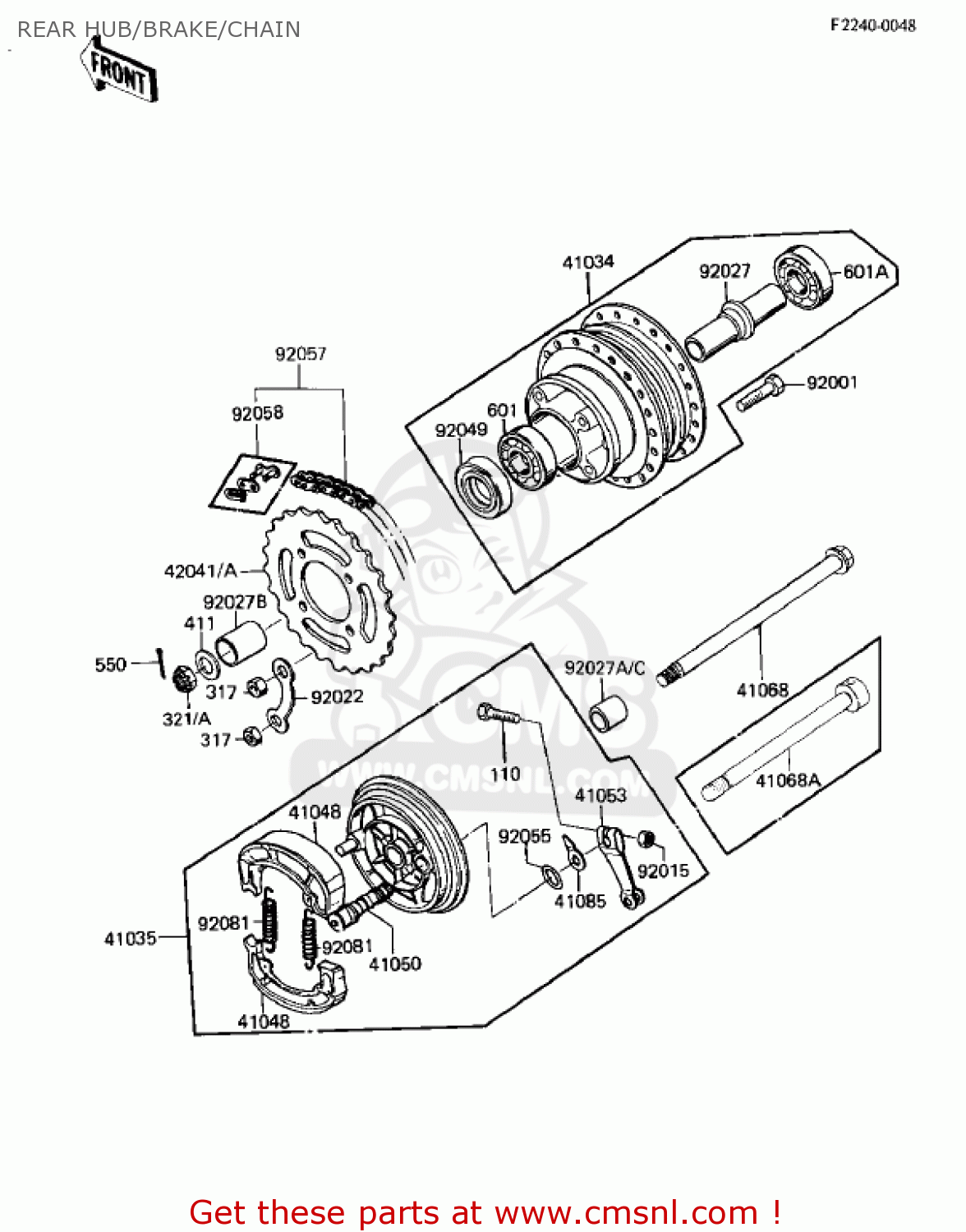 REAR HUB/BRAKE/CHAIN KD80-M3 KD80 1982 USA CN