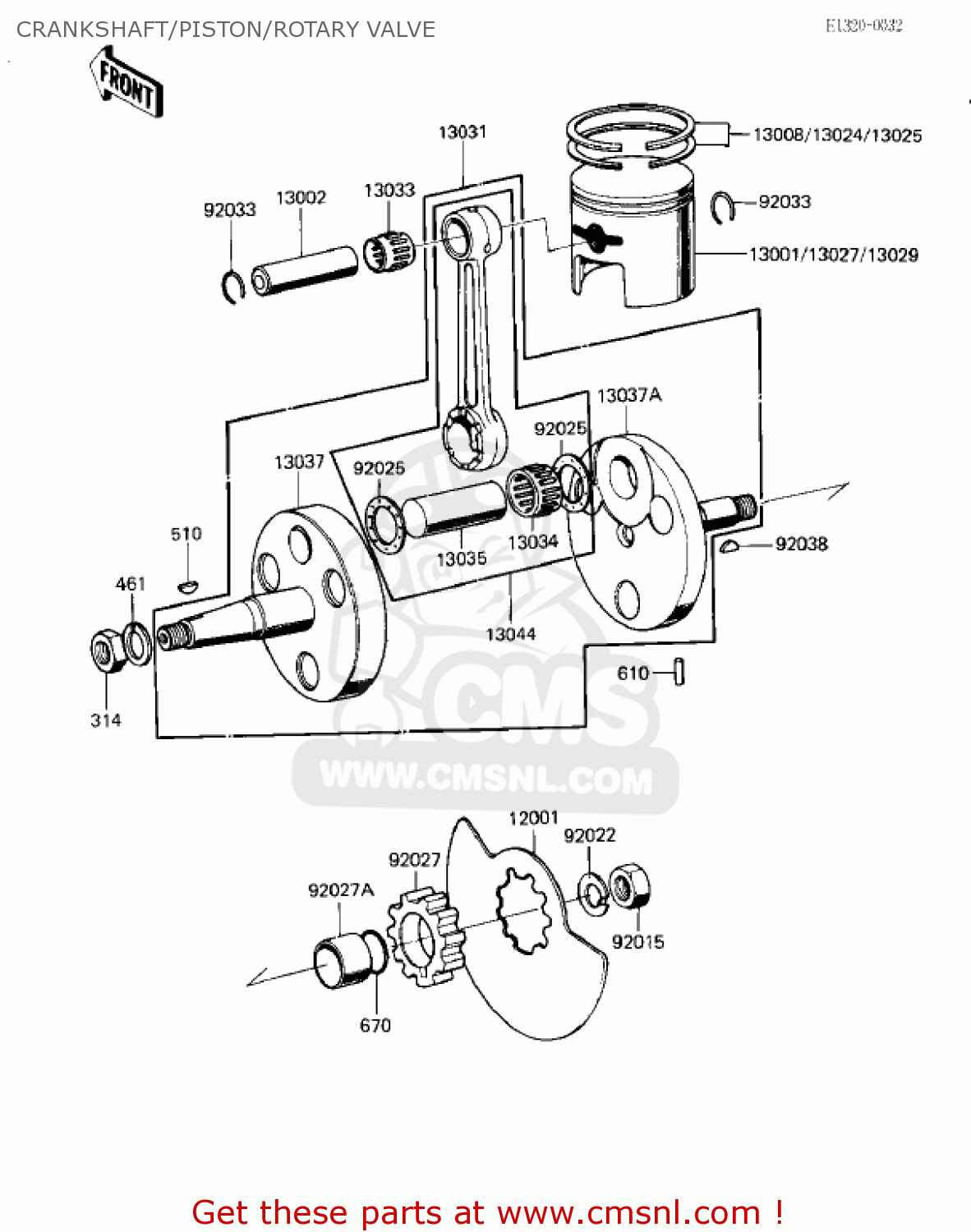 CRANKSHAFT/PISTON/ROTARY VALVE KD80-M4 KD80 1983