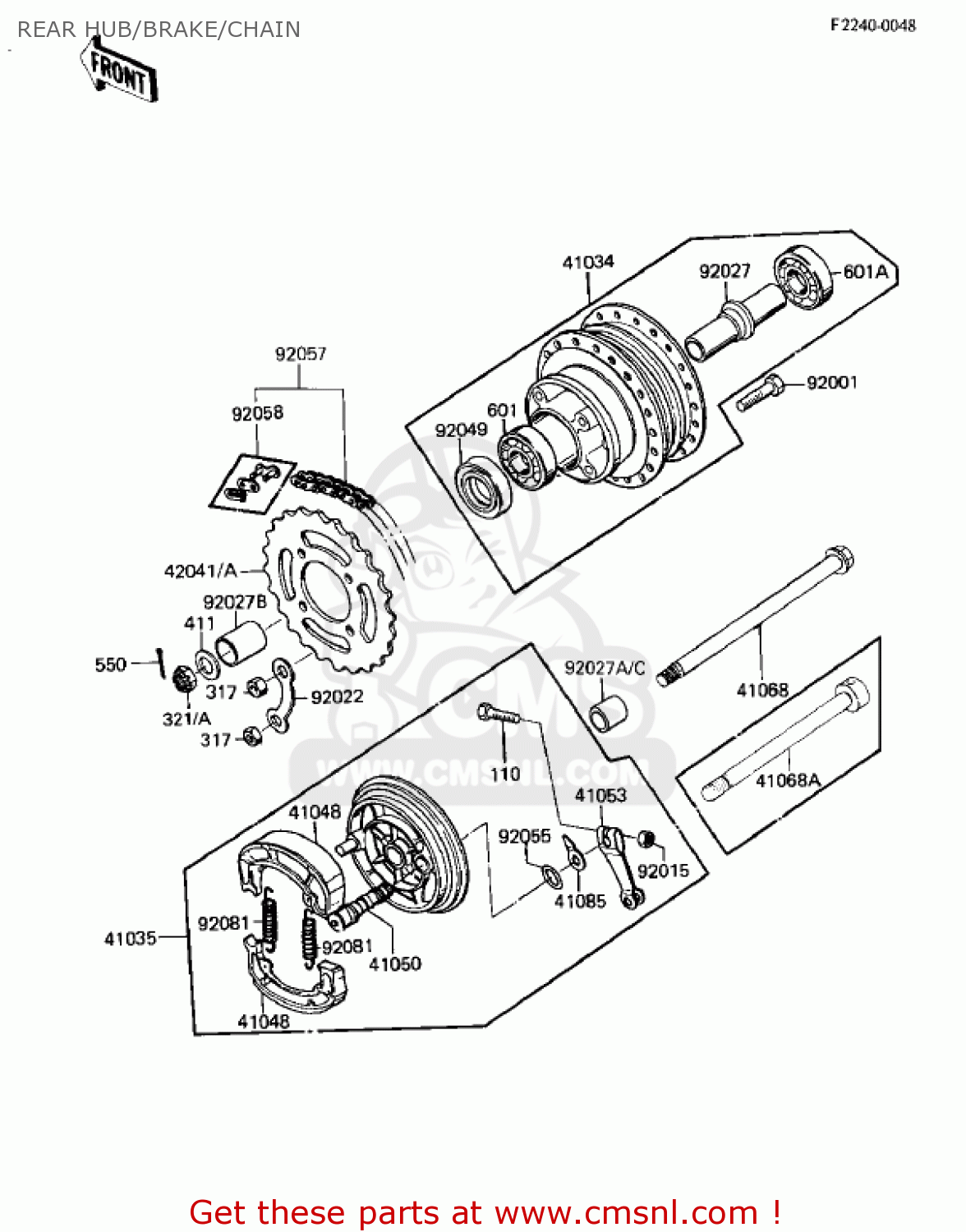 REAR HUB/BRAKE/CHAIN KD80-M6 KD80 1985
