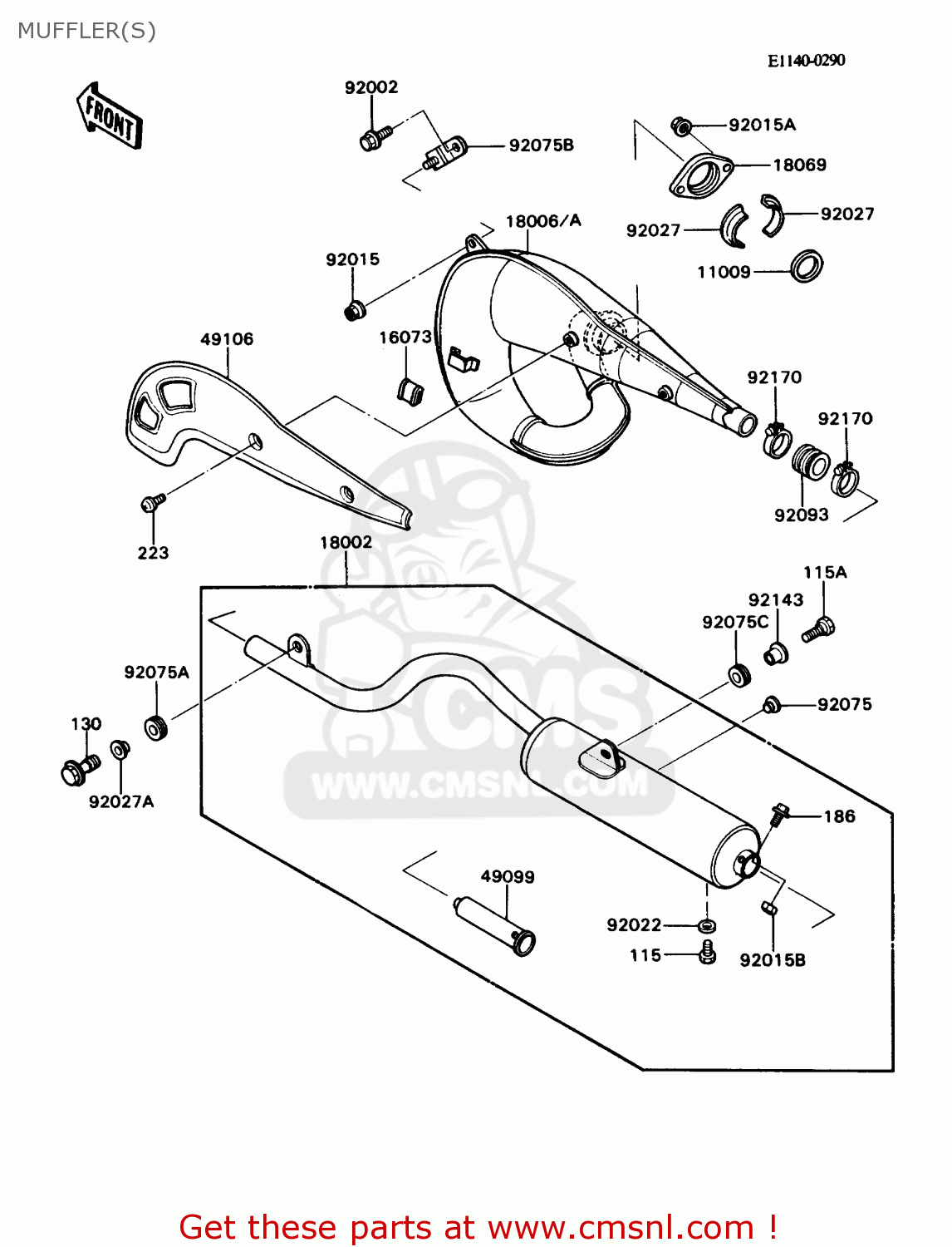 MUFFLER(S) KD80-N1 KD80X 1988 USA CANADA