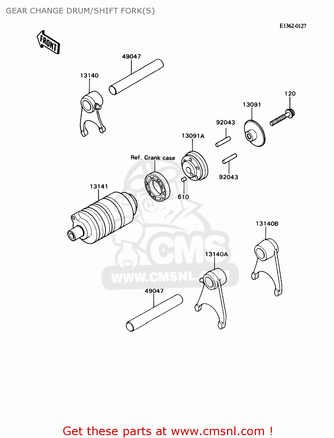 GEAR CHANGE DRUM/SHIFT FORK(S) KD80-N1 KD80X 1988 USA CANADA
