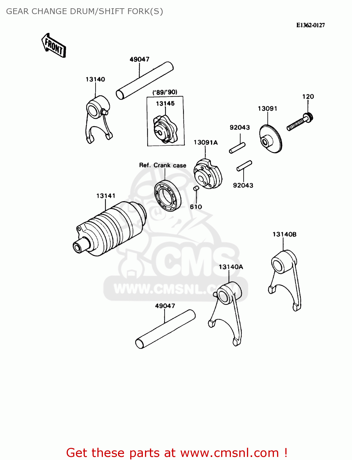 GEAR CHANGE DRUM/SHIFT FORK(S) KD80-N1 KD80X 1988 USA CANADA