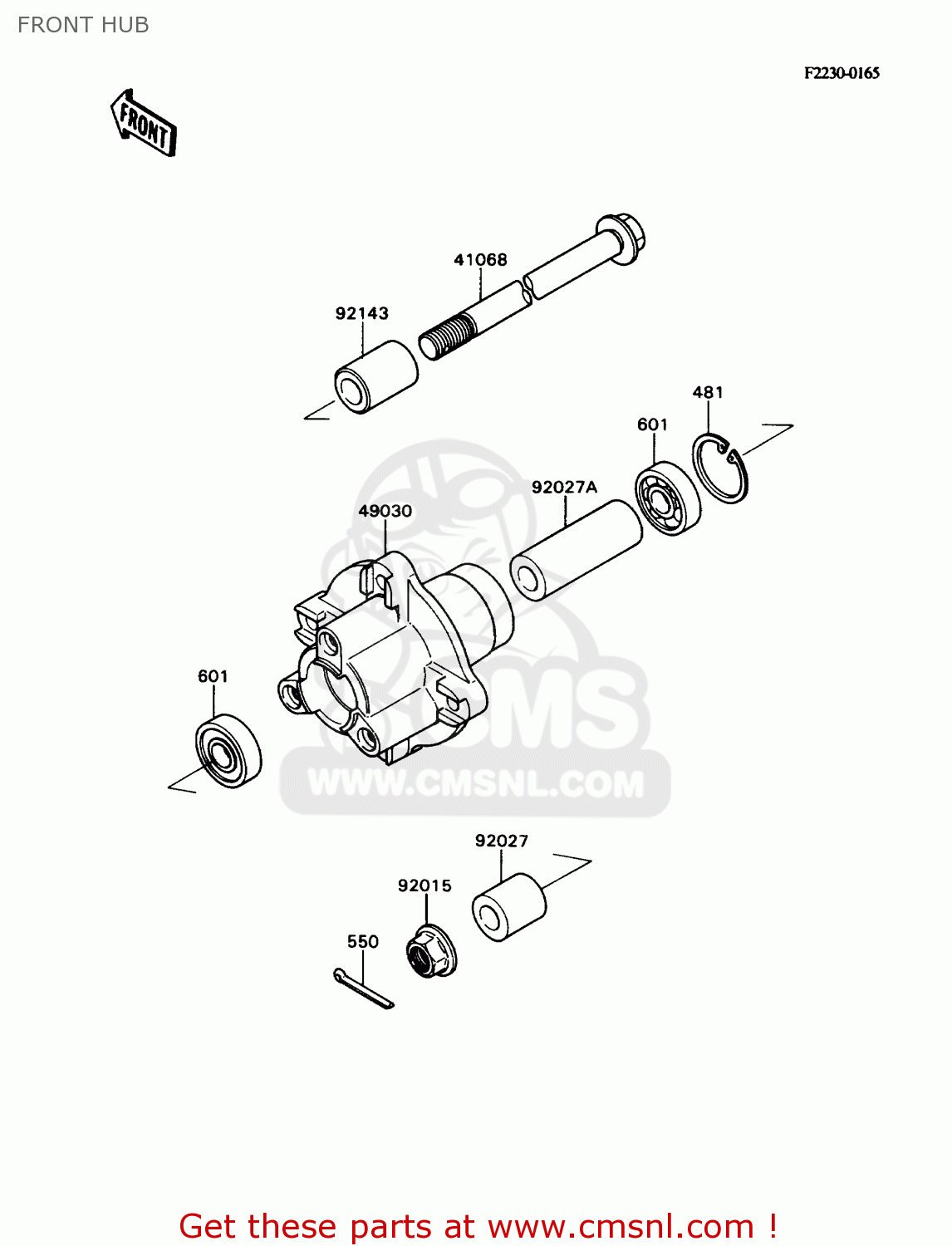 FRONT HUB KD80-N1 KD80X 1988 USA CANADA