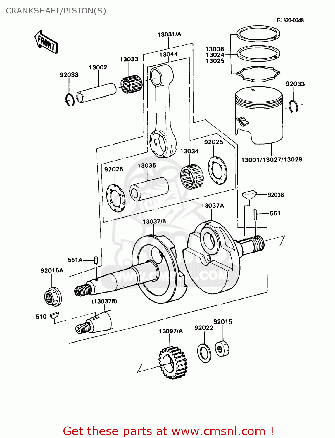 CRANKSHAFT/PISTON(S) KD80-N2 KD80X 1989 USA CANADA