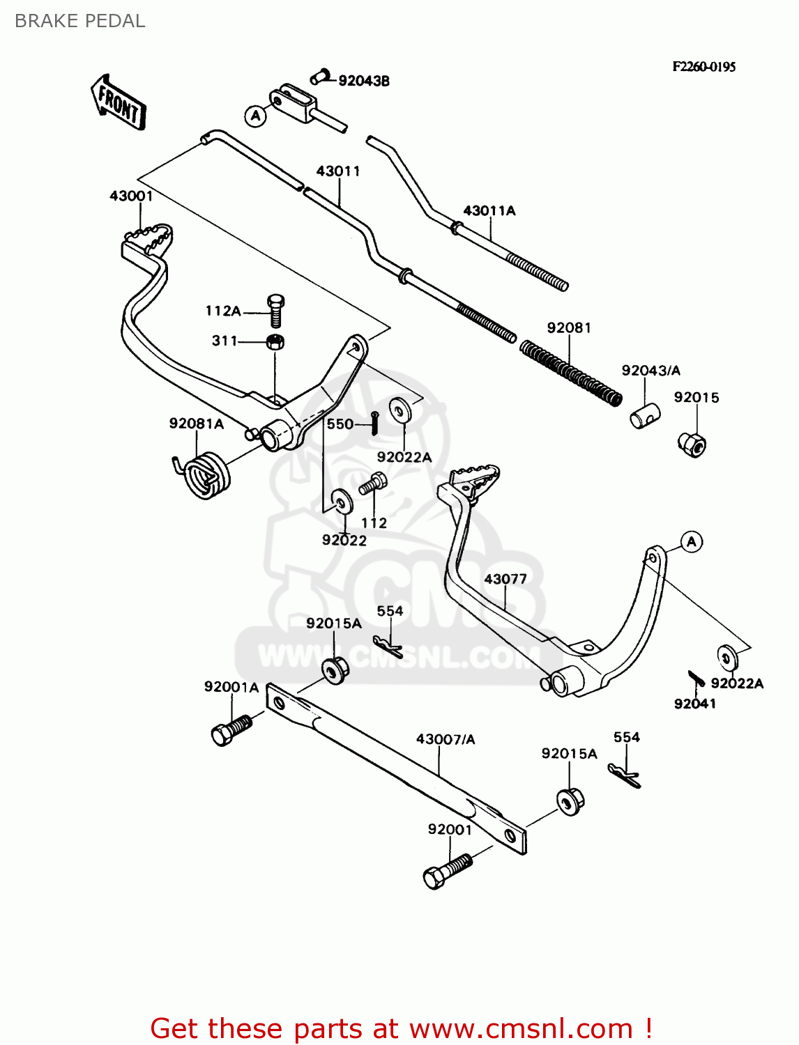 BRAKE PEDAL KD80-N2 KD80X 1989 USA CANADA