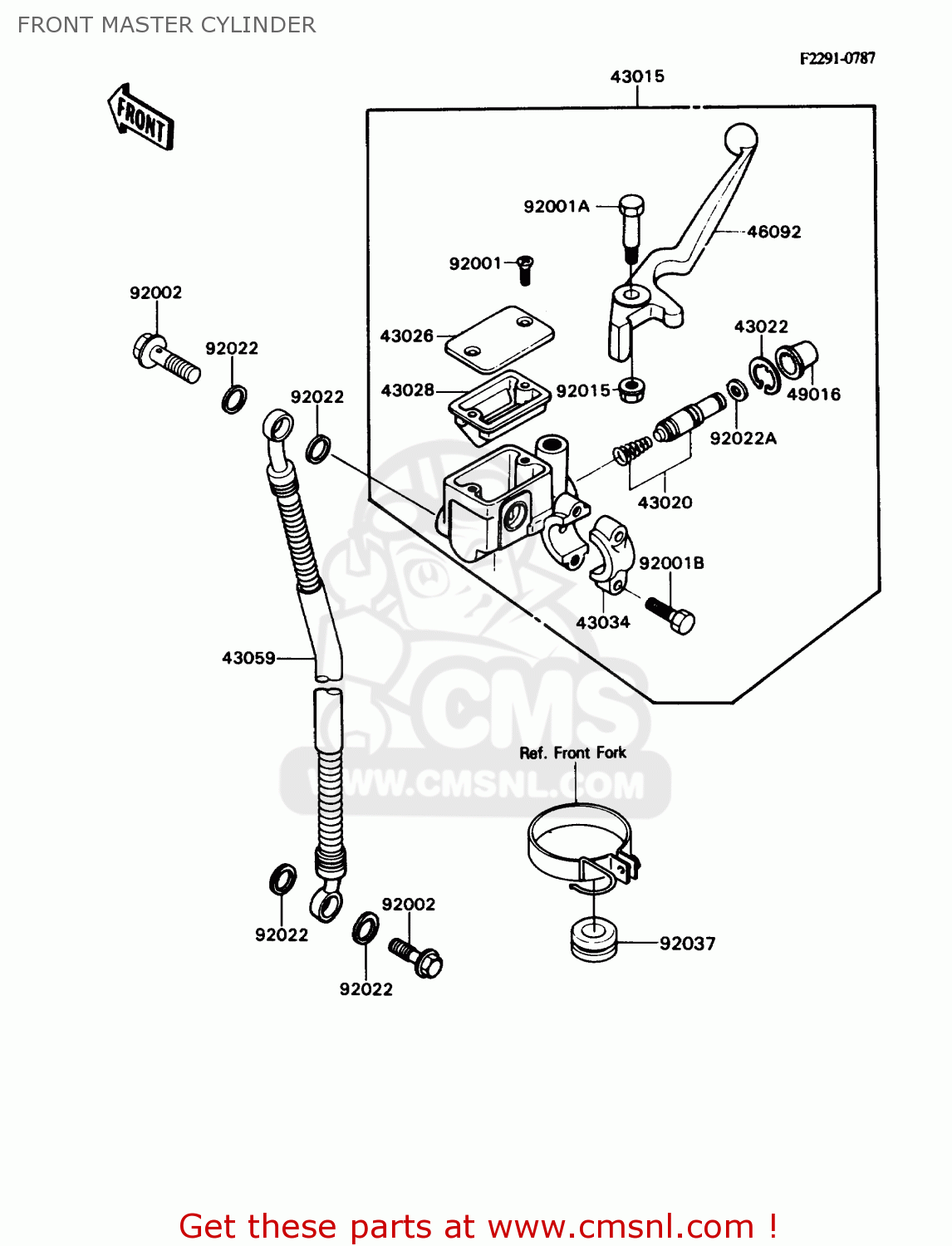 FRONT MASTER CYLINDER KD80-N2 KD80X 1989 USA CANADA