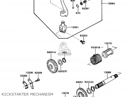KICKSTARTER MECHANISM - KD80-N2 KD80X 1989 USA CANADA