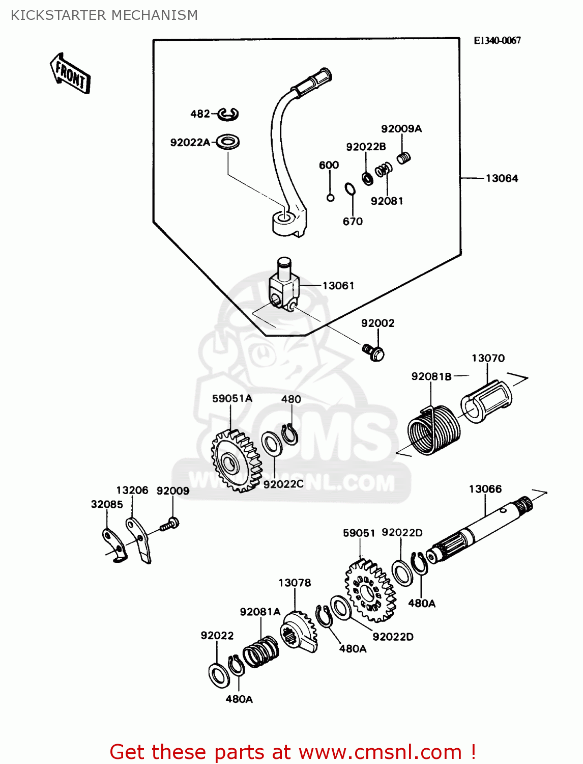 KICKSTARTER MECHANISM KD80-N3 KD80X 1990 CANADA