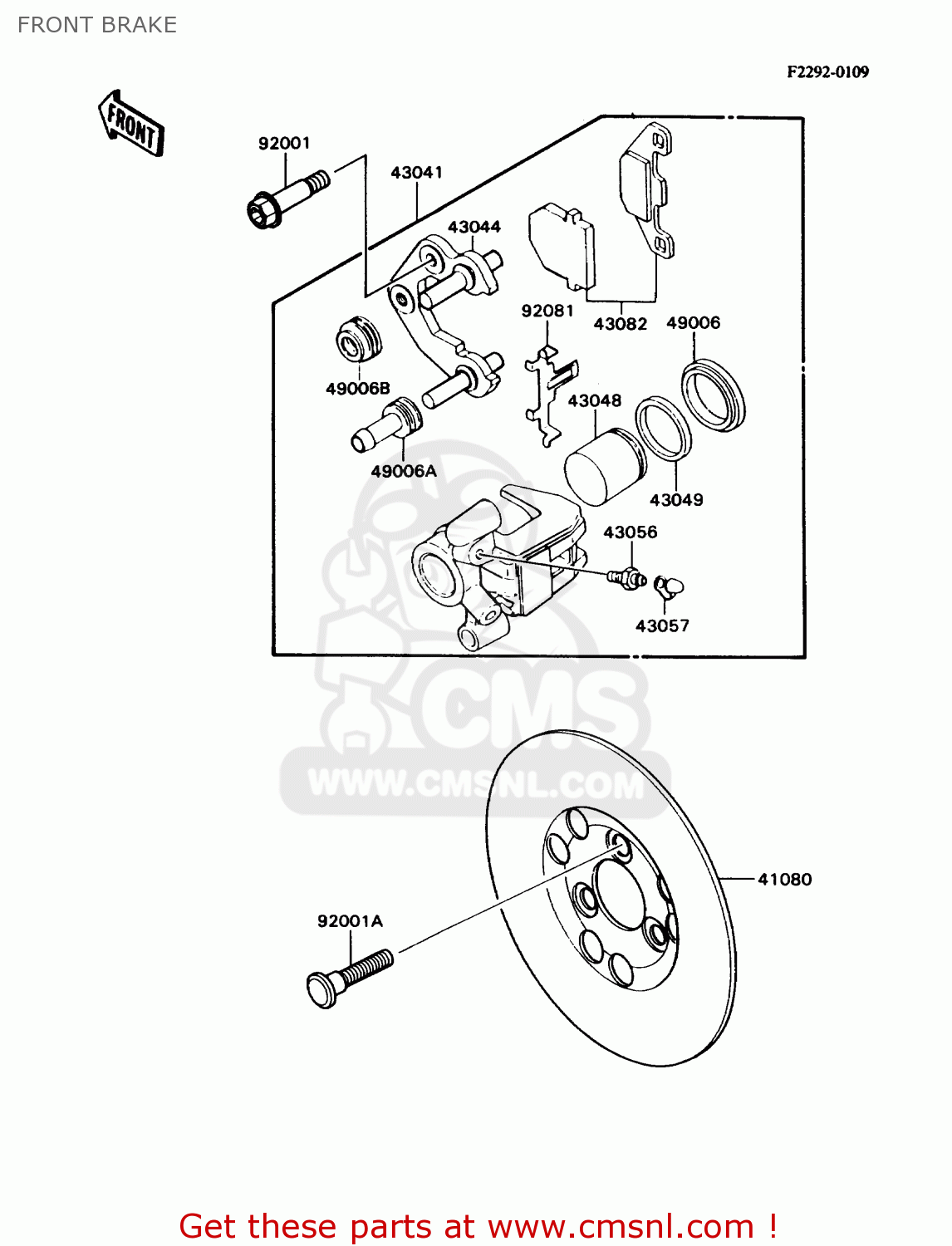 FRONT BRAKE KD80-N3 KD80X 1990 CANADA