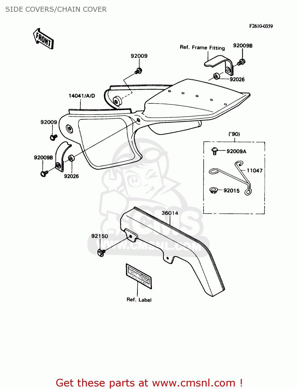 SIDE COVERS/CHAIN COVER KD80-N3 KD80X 1990 CANADA