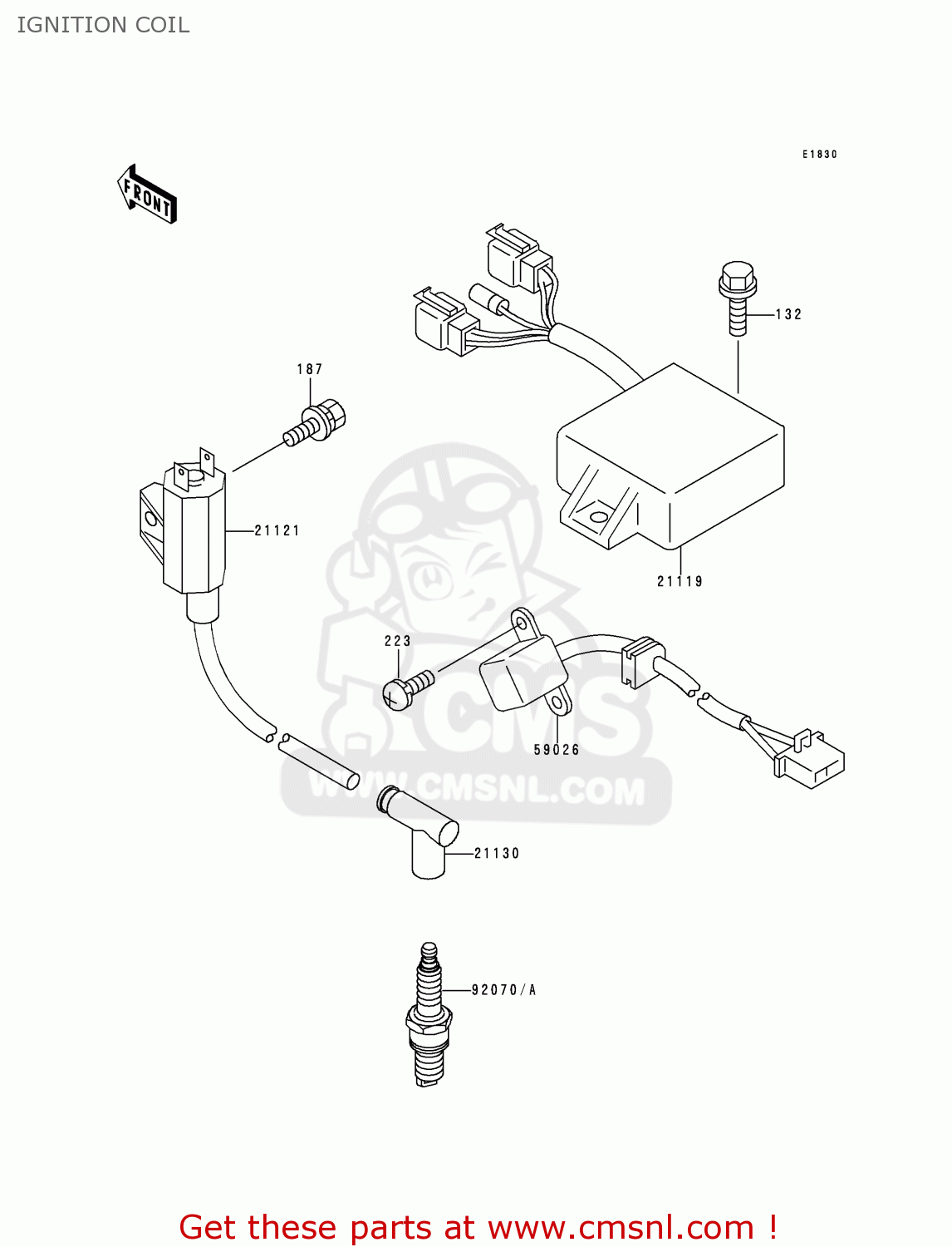 IGNITION COIL KDX125-A1 1990 EUROPE UK FR AR NR SA SD ST