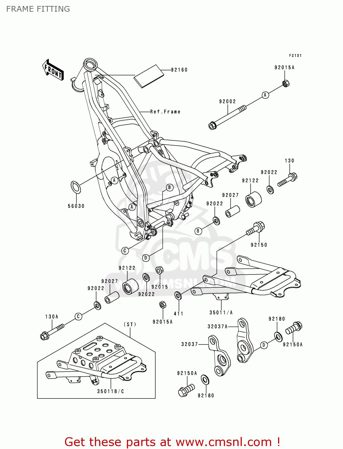 FRAME FITTING KDX125-A1 1990 EUROPE UK FR AR NR SA SD ST
