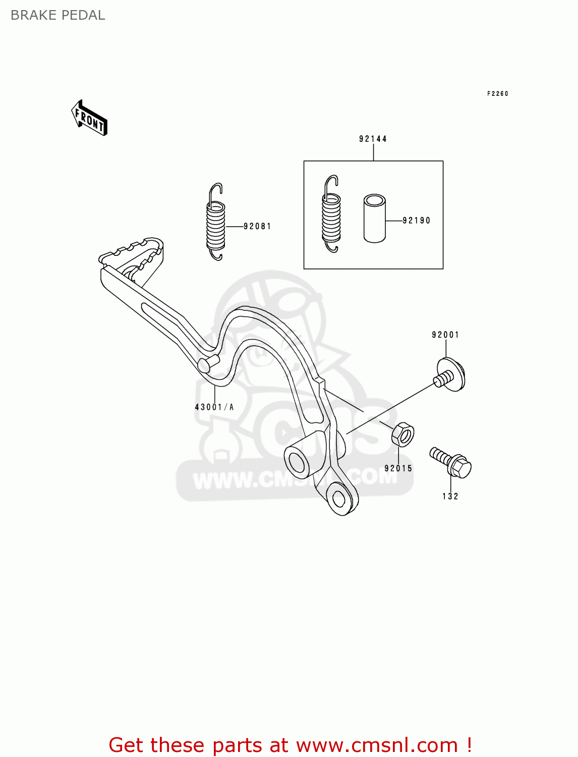 BRAKE PEDAL KDX125-A1 1990 EUROPE UK FR AR NR SA SD ST