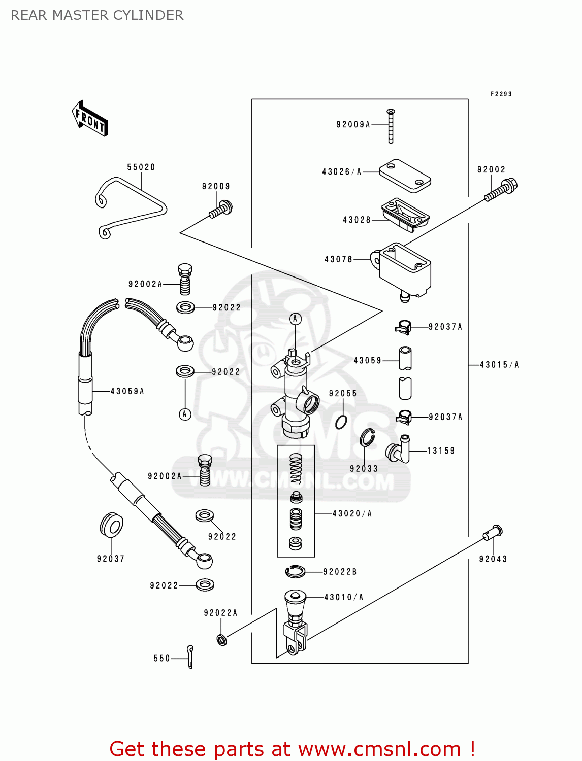 REAR MASTER CYLINDER KDX125-A1 1990 EUROPE UK FR AR NR SA SD ST