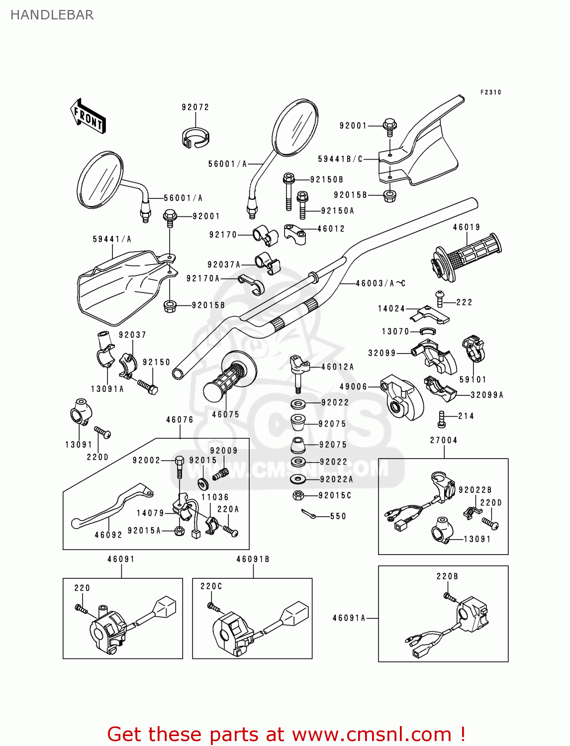 HANDLEBAR KDX125-A1 1990 EUROPE UK FR AR NR SA SD ST