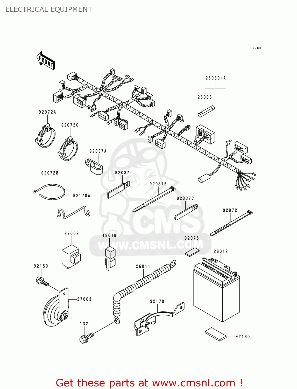 ELECTRICAL EQUIPMENT KDX125-A1 1990 EUROPE UK FR AR NR SA SD ST