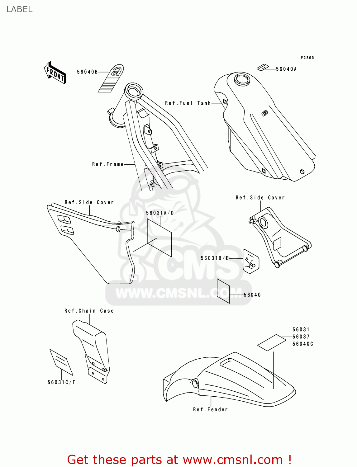 LABEL KDX125-A1 1990 EUROPE UK FR AR NR SA SD ST