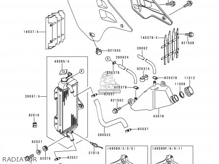 RADIATOR - KDX125-A1 1990 EUROPE UK FR AR NR SA SD ST