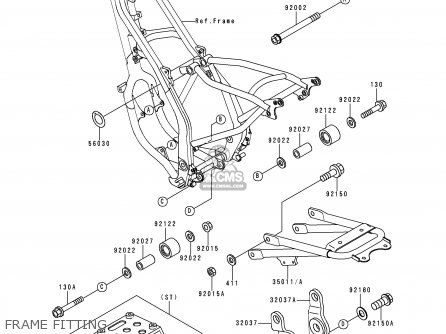 FRAME FITTING - KDX125-A1 1990 EUROPE UK FR AR NR SA SD ST