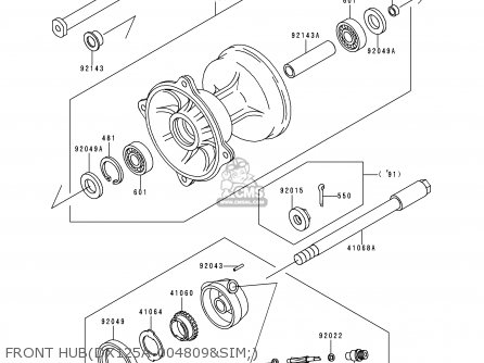 FRONT HUB(DX125A-004809&SIM;) - KDX125-A1 1990 EUROPE UK FR AR NR SA SD ST