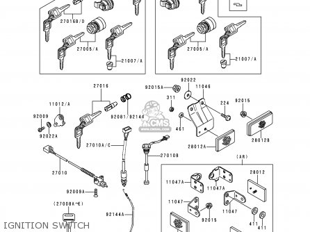 IGNITION SWITCH - KDX125-A1 1990 EUROPE UK FR AR NR SA SD ST
