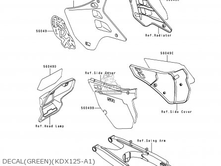 DECAL(GREEN)(KDX125-A1) - KDX125-A1 1990 EUROPE UK FR AR NR SA SD ST