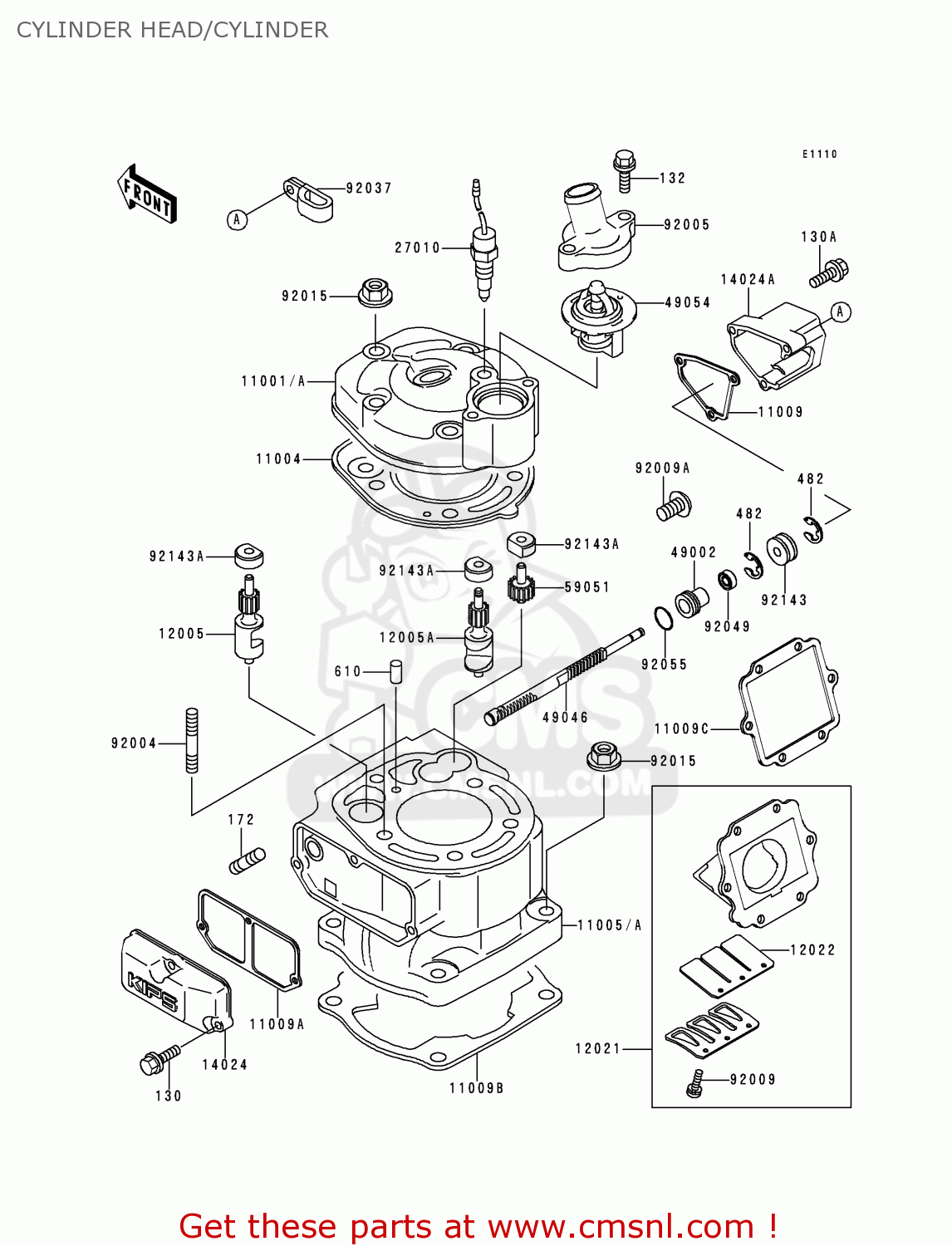 CYLINDER HEAD/CYLINDER KDX125-A2 1991 EUROPE UK AR GR NR SA ST