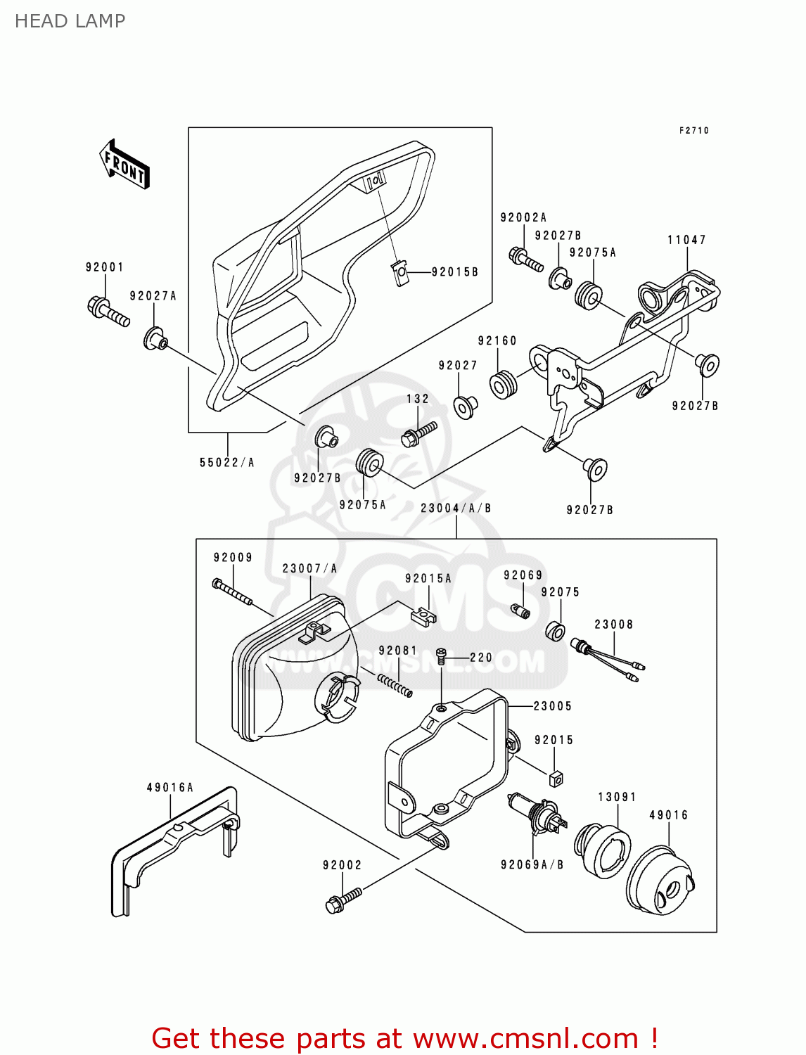 HEAD LAMP KDX125-A2 1991 EUROPE UK AR GR NR SA ST