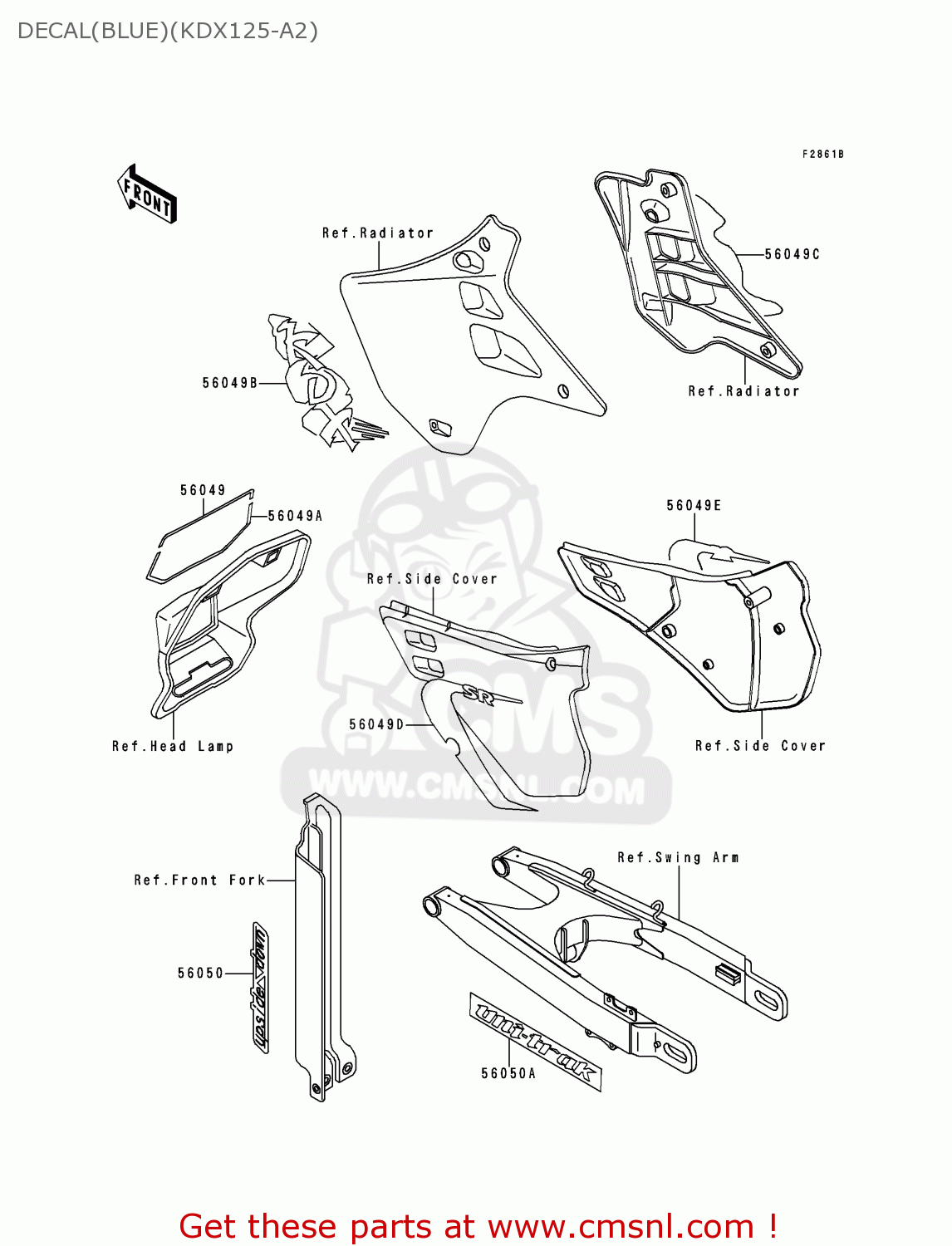 DECAL(BLUE)(KDX125-A2) KDX125-A2 1991 EUROPE UK AR GR NR SA ST