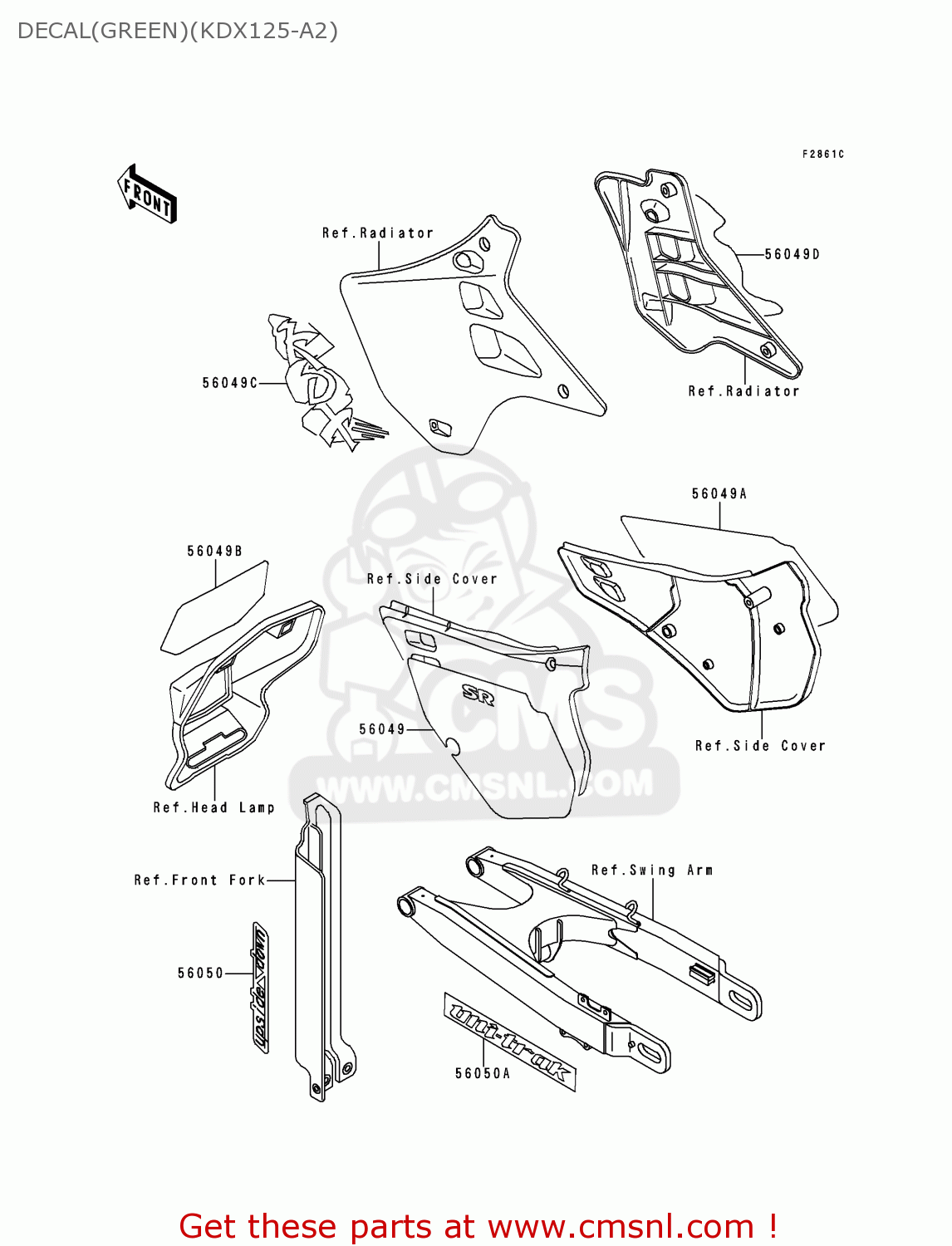 DECAL(GREEN)(KDX125-A2) KDX125-A2 1991 EUROPE UK AR GR NR SA ST