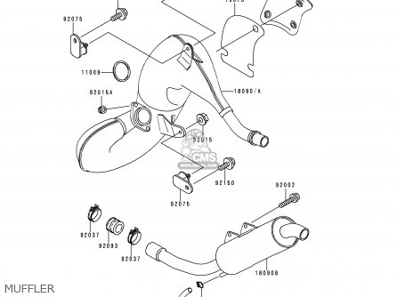 MUFFLER - KDX125-A2 1991 EUROPE UK AR GR NR SA ST